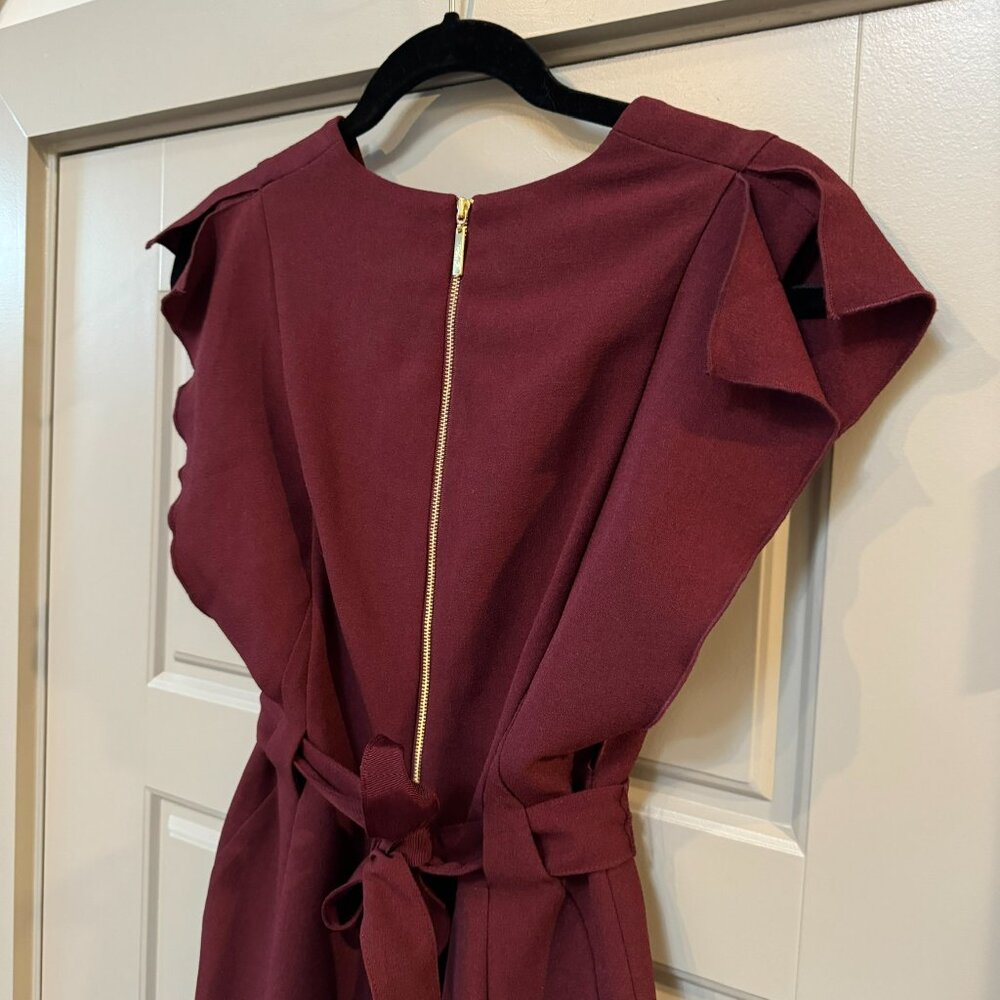 ELIZA J | Maroon Sheath Work Dress Tie Waist Size 2 - Picture 7 of 10